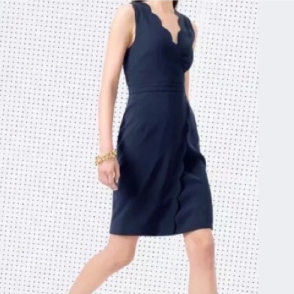 J. Crew Navy Scalloped Dress Size 00